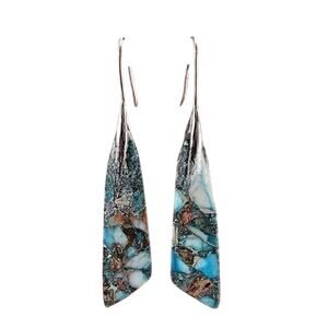 Agate Water Droplet OBLONG stainless hook earrings*Gorgeous